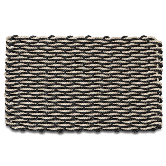 Lobster Rope Outdoor Doormat: Black & Sand Double Weave