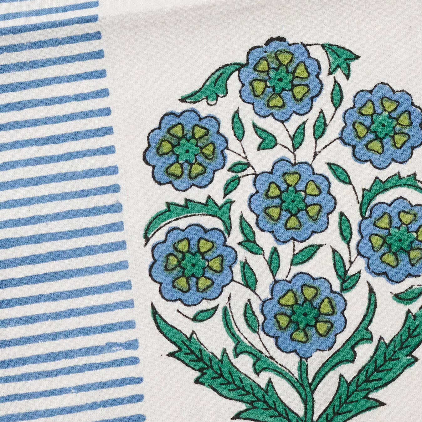 Devika Floral + Stripe Block Print Towel