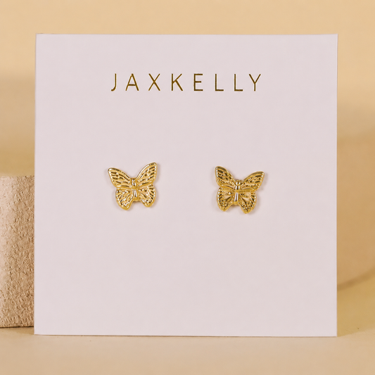 Gold Butterfly Stud Earrings