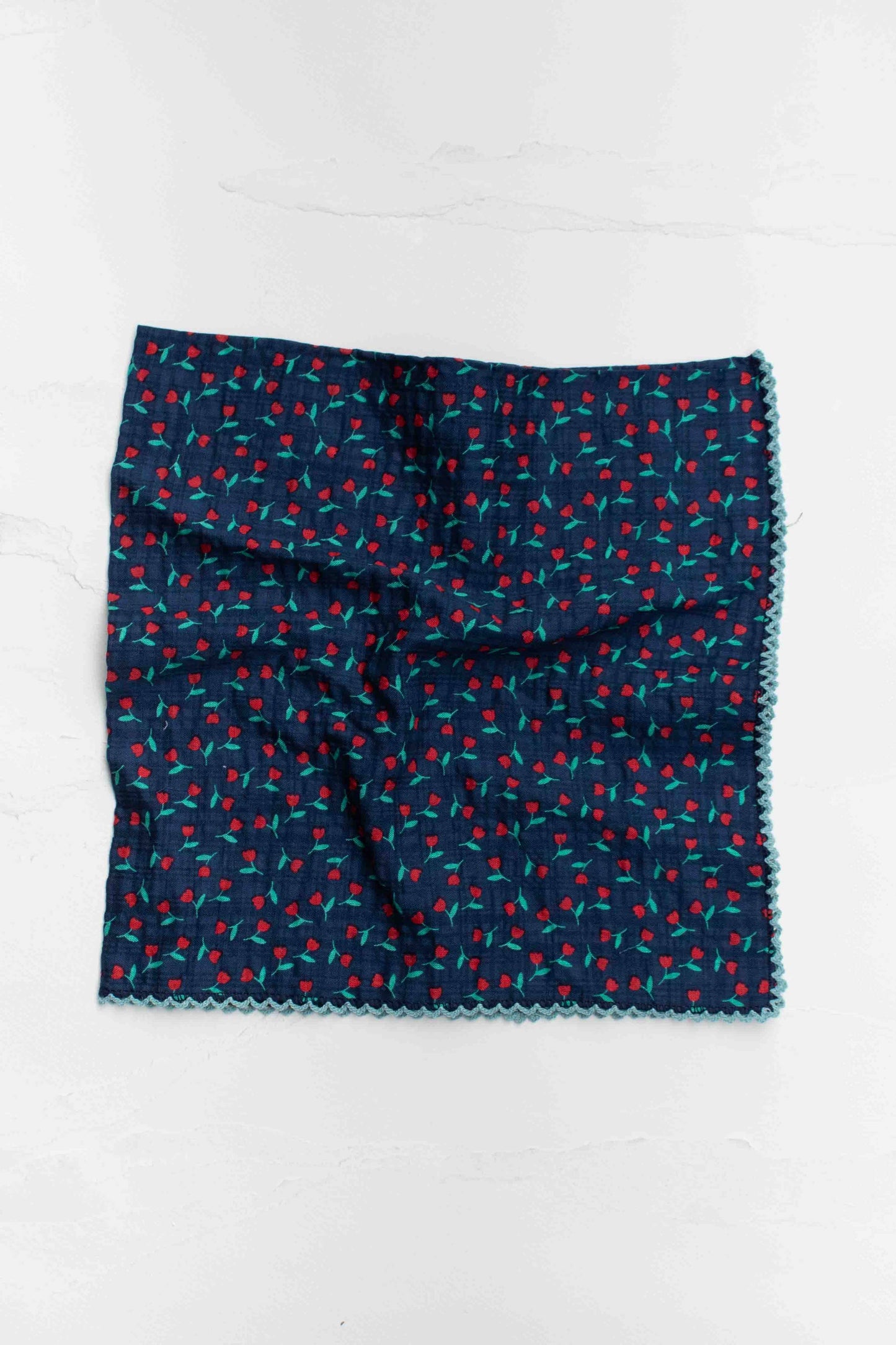 Vintage Mini Floral Cotton Blend Scarf