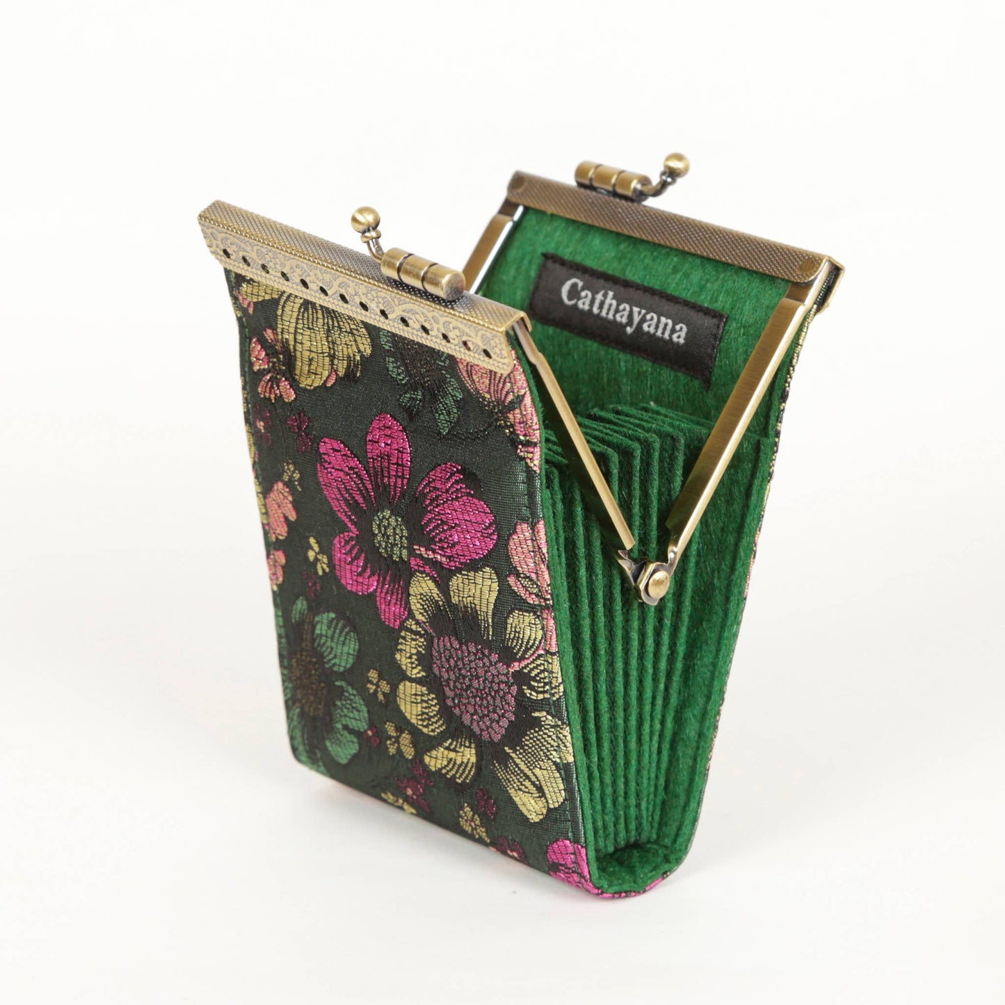 Bamboo Leaves, Brocade Card Holder with RFID Protection