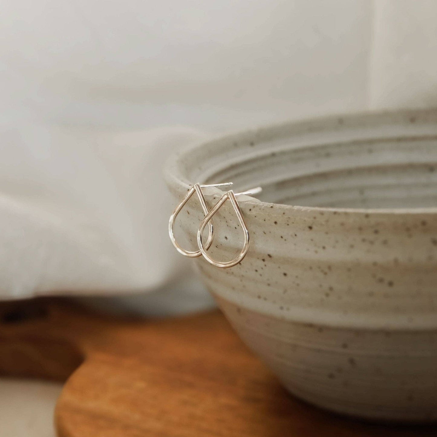 Hammered Teardrop Stud Earrings, 14k Gold Fill & Silver