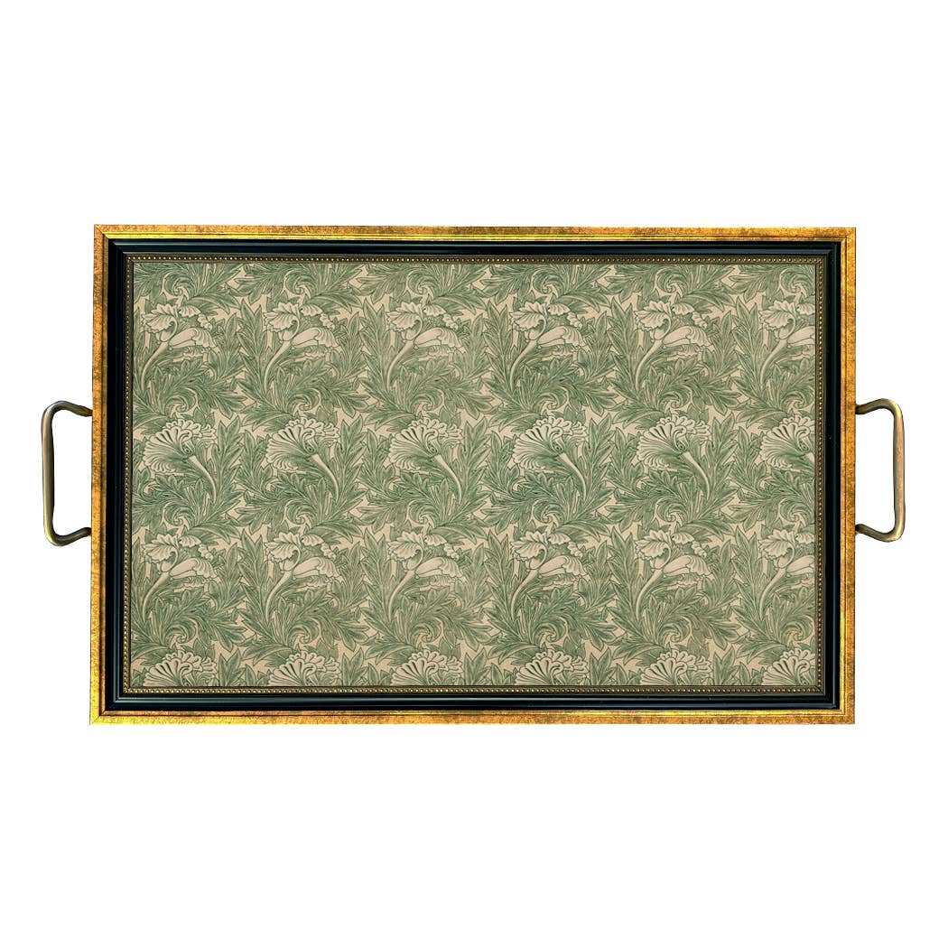 William Morris Tulip Decorative Tray with Brass Handles