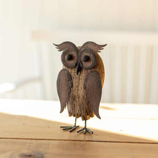 Rustic Barn Owl Fall Decor Figure