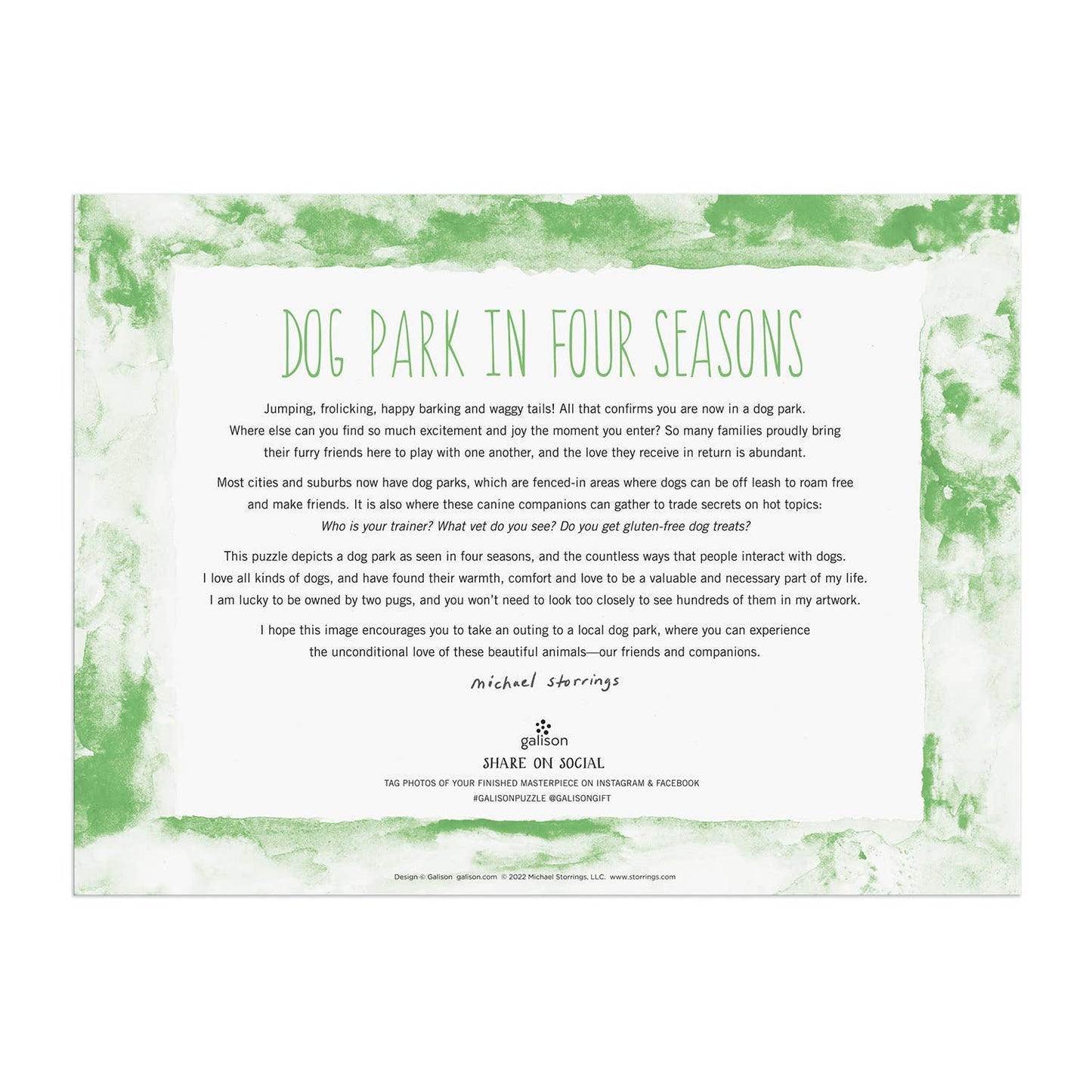 Michael Storrings Dog Park in Four Seasons 1000 Piece Puzzle