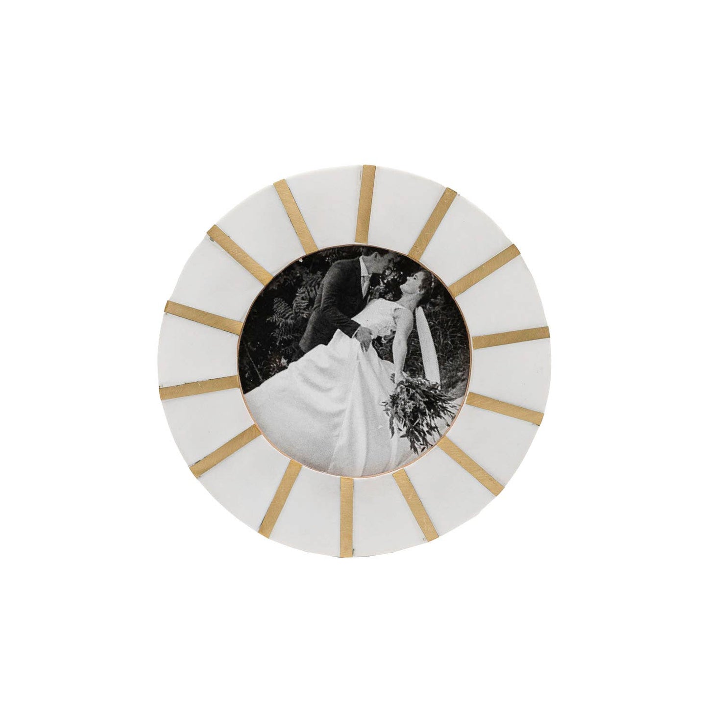 Ansel Round Picture Frame Brass Inlay Resin 4 x 4