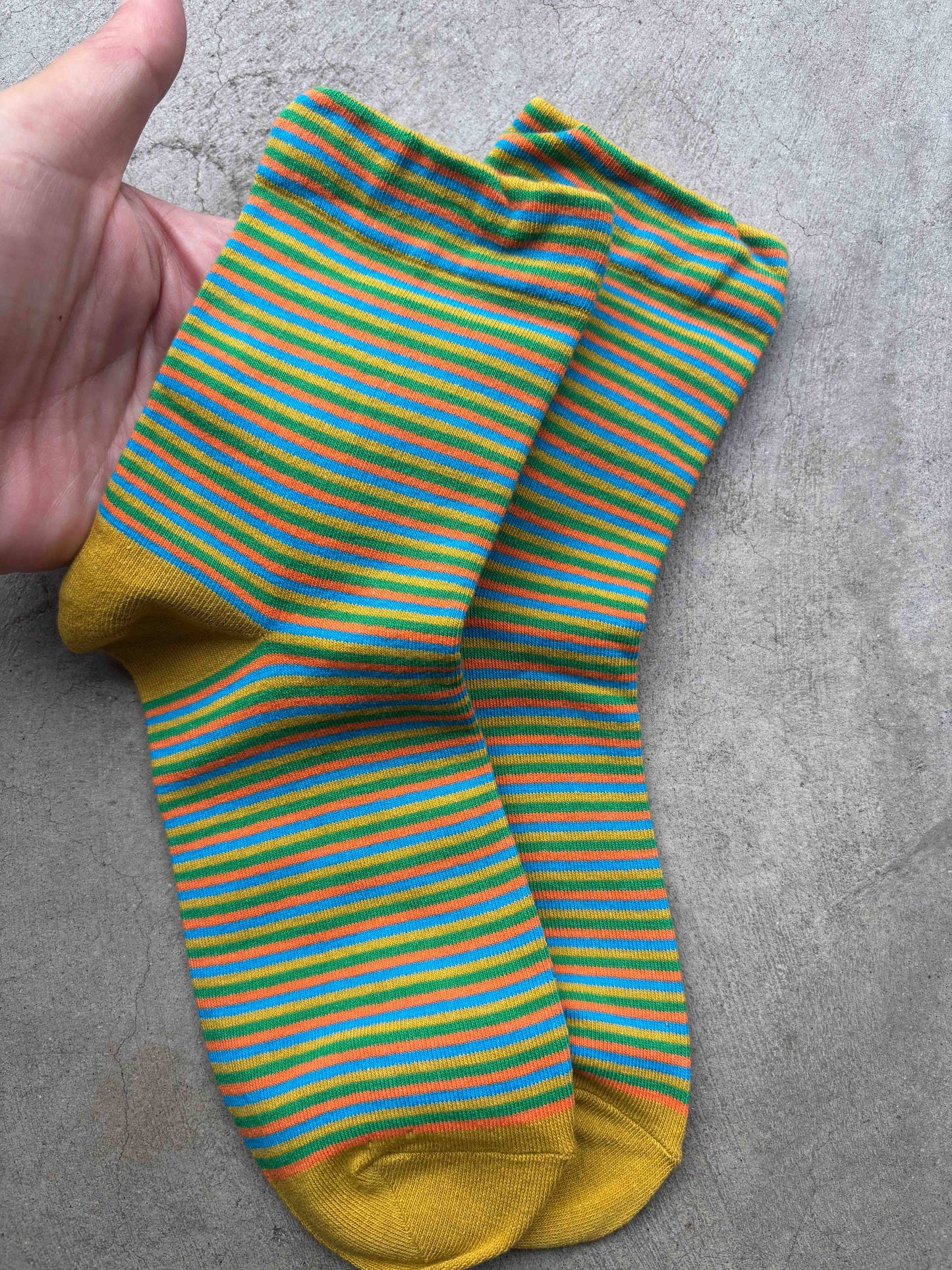 Vintage Micro Stripe Cotton Crew Socks
