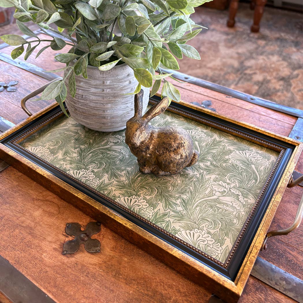 William Morris Tulip Decorative Tray with Brass Handles