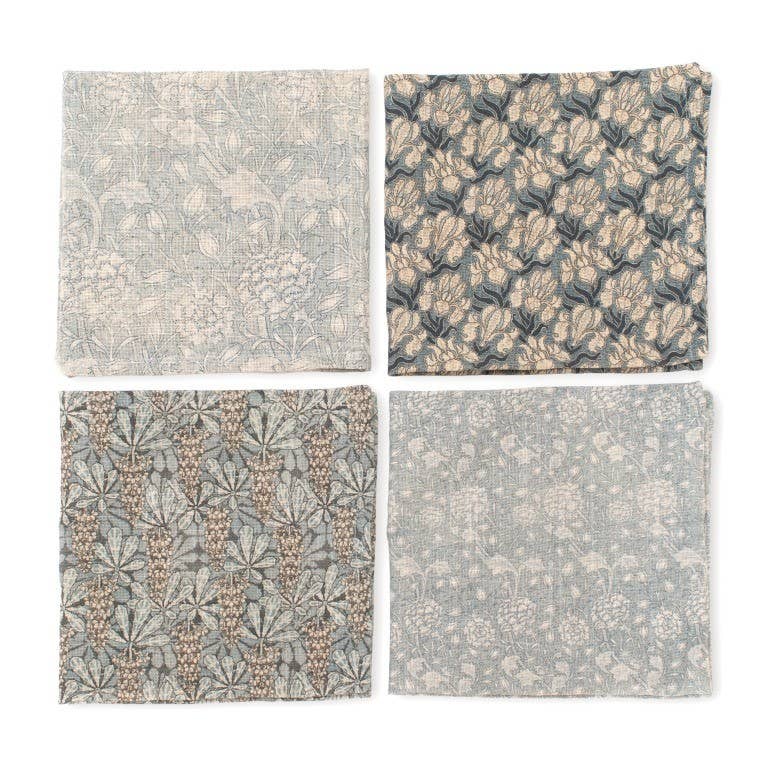 Windward Blue Block Print Napkins - Set of 4