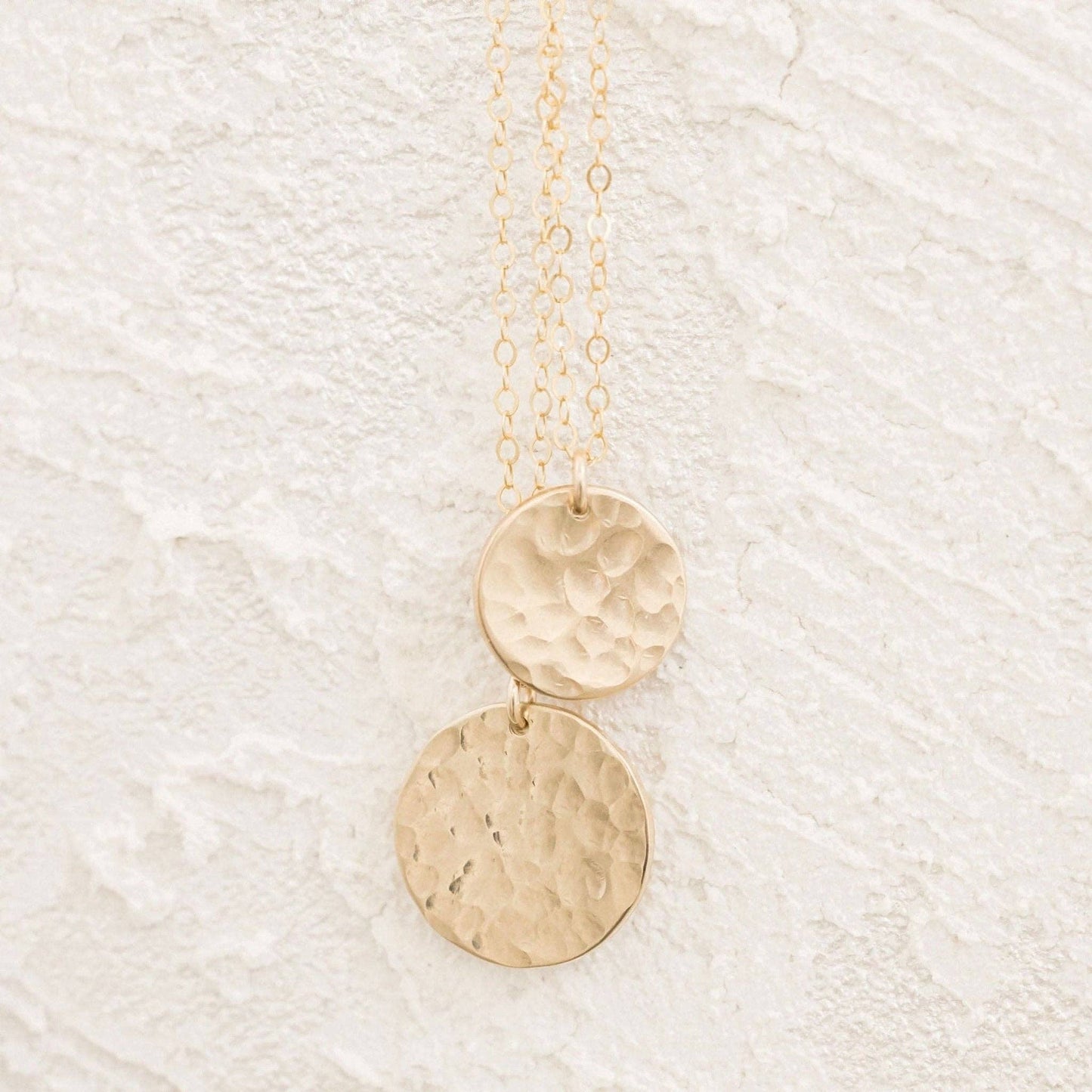 Hammered Disc Pendant Necklace, 14k Gold Fill & Silver