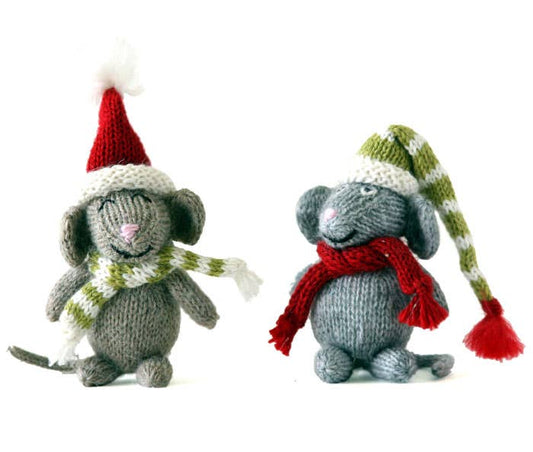 Handmade Knit Mouse Holiday Ornament - Fair Trade