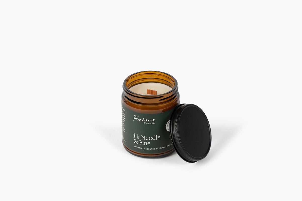 Fir & Pine Essential Oil Beeswax Jar Candle: Non-Toxic