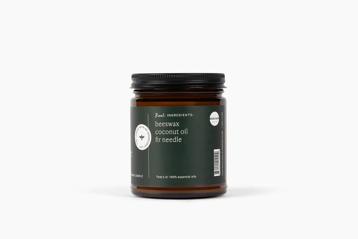 Fir & Pine Essential Oil Beeswax Jar Candle: Non-Toxic