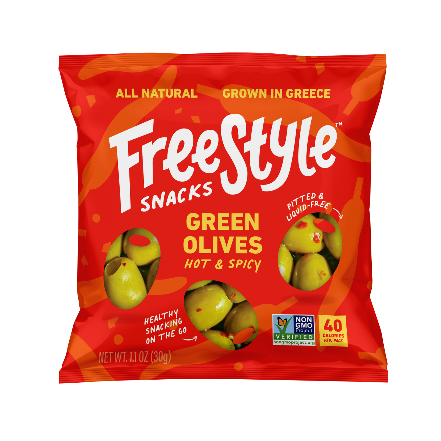 Hot & Spicy Green Olives 1.1oz - Freestyle Snacks