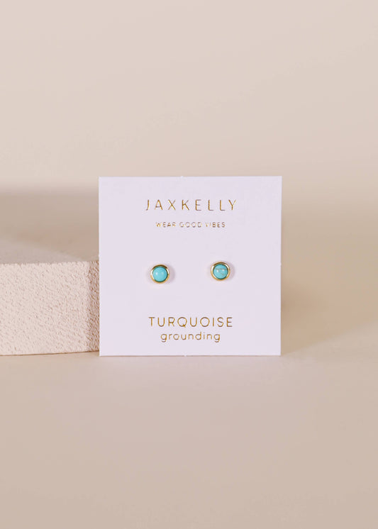 Simple Stud - Turquoise - Gold Earrings