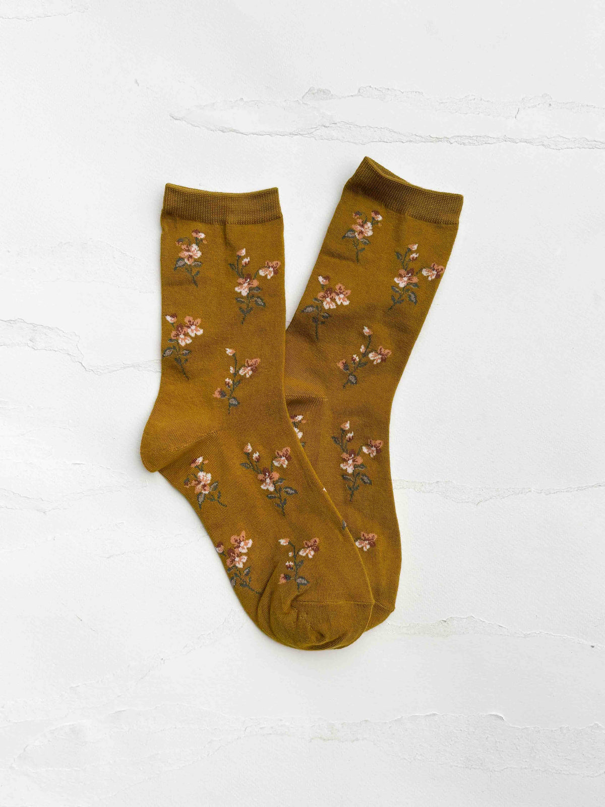 Vintage Floral Cotton Blend Crew Socks
