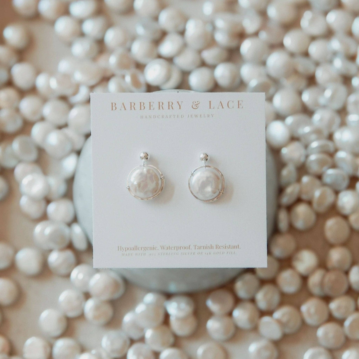 Freshwater Pearl Halo Earrings, 14k Gold Fill & Silver