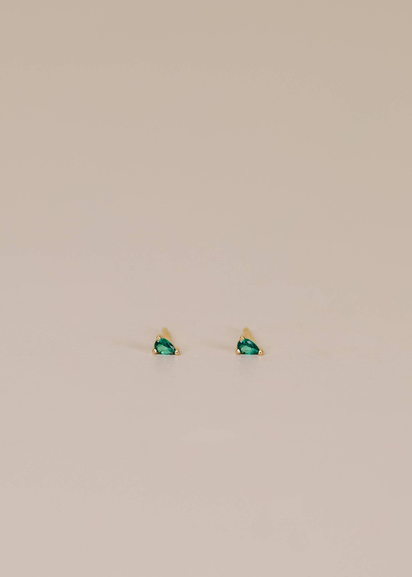 Teardrop - Emerald CZ - Gold Earrings