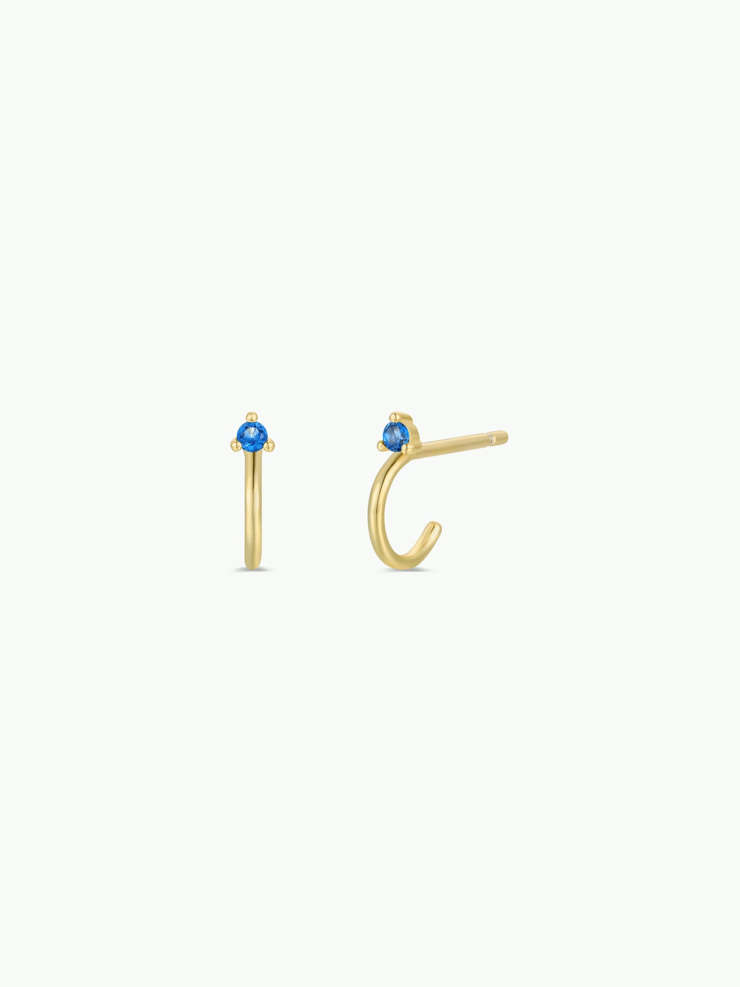 Open Mini Hoop Earrings - Blue Sapphire