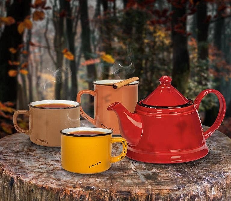 Enamel Look Teapot, 9"L (32oz) - 1045