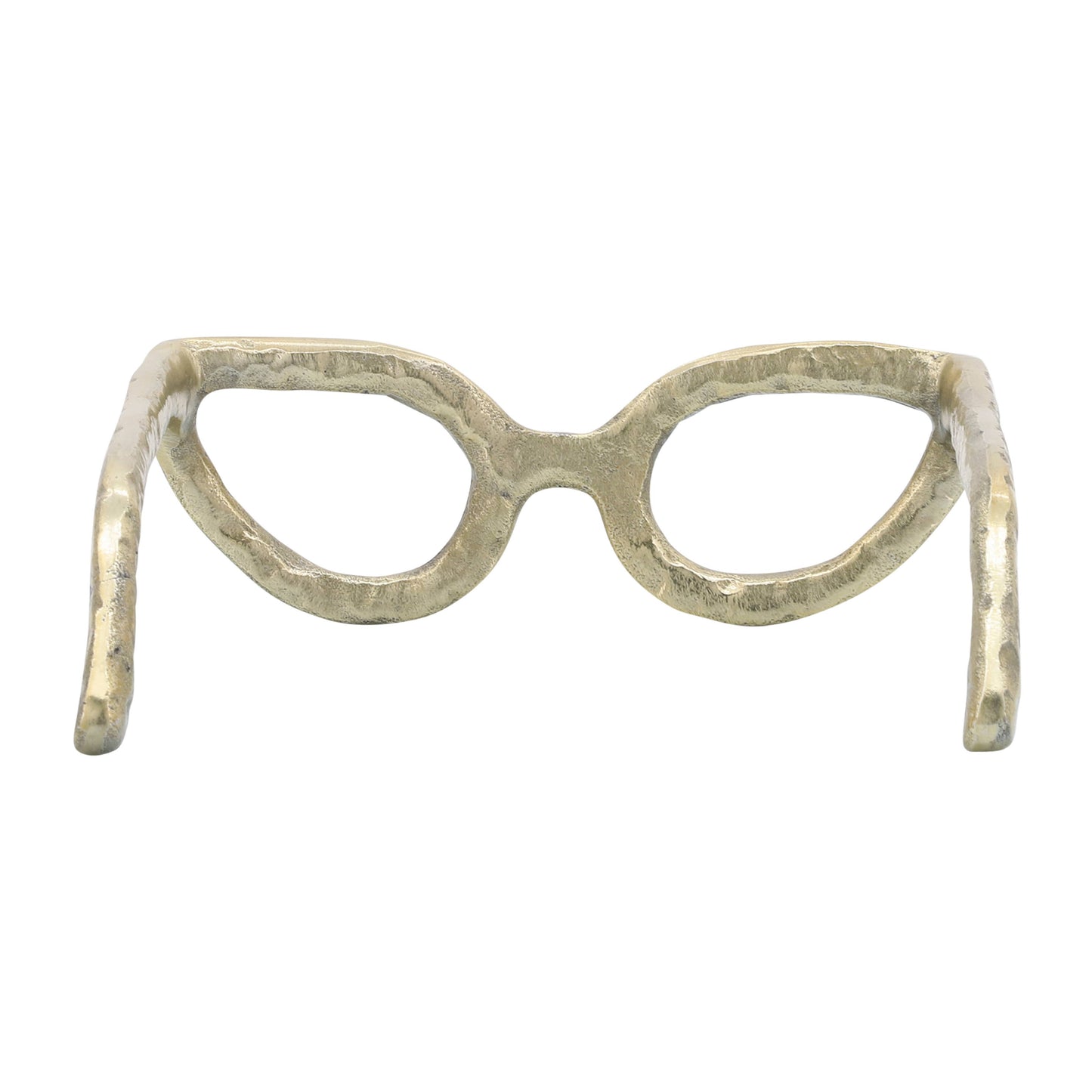 Sculpture - Gold Metal Abstract Cat Eye Glasses, 8 in.