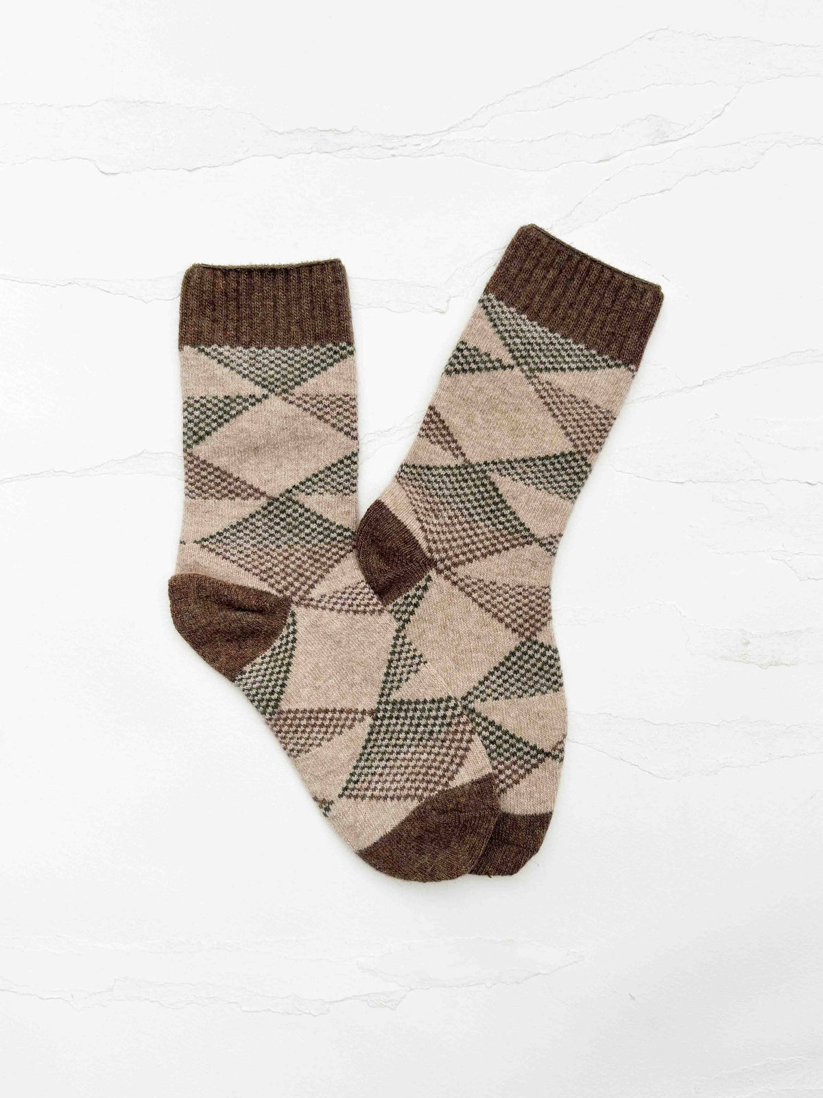 Vintage Argyle Wool Blend Cozy Socks