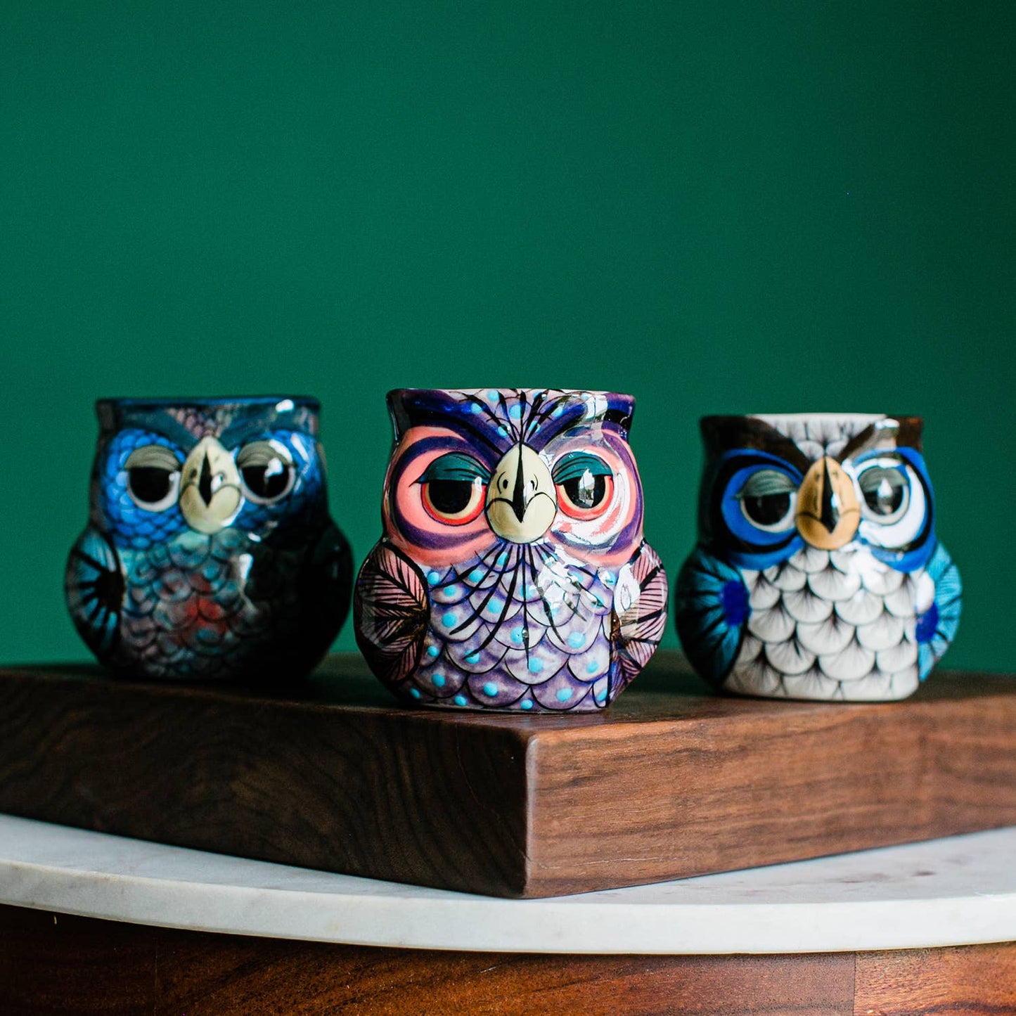 Hand Painted Fair Trade Guatemalan Ceramic Owl Coffee Mug