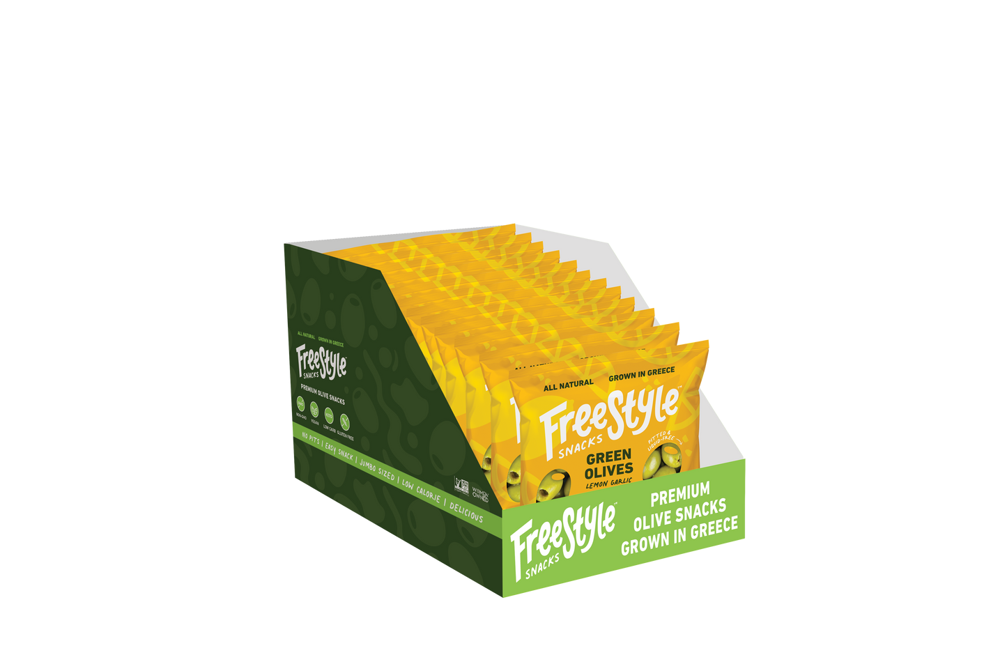 Lemon Garlic Green Olives 1.1oz - Freestyle Snacks