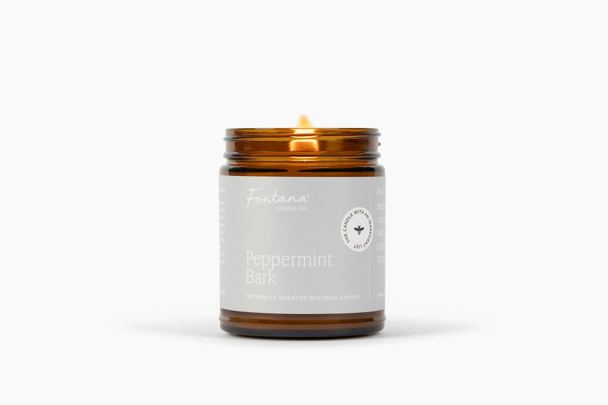 Peppermint Bark Essential Oil Beeswax Jar Candle: Non-Toxic