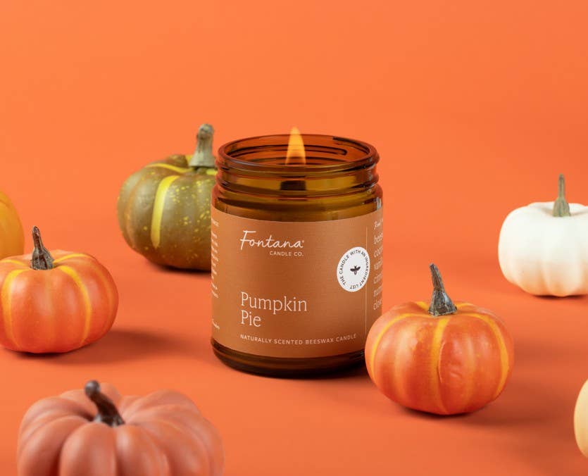 Pumpkin Pie Essential Oil Beeswax Jar Candle: Non-Toxic