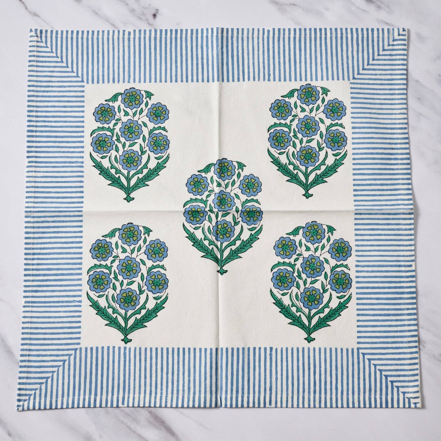 Devika Floral + Stripe Block Print Towel