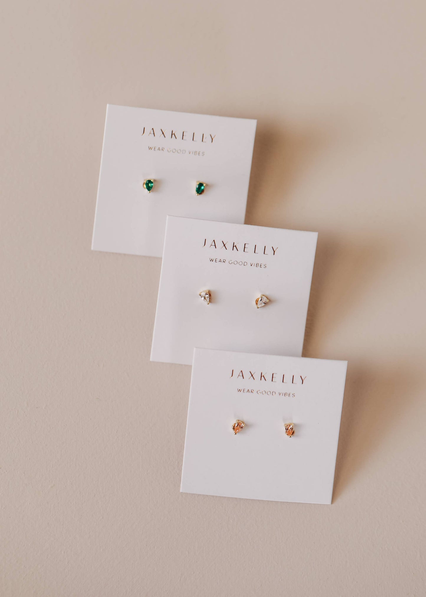 Teardrop - Emerald CZ - Gold Earrings