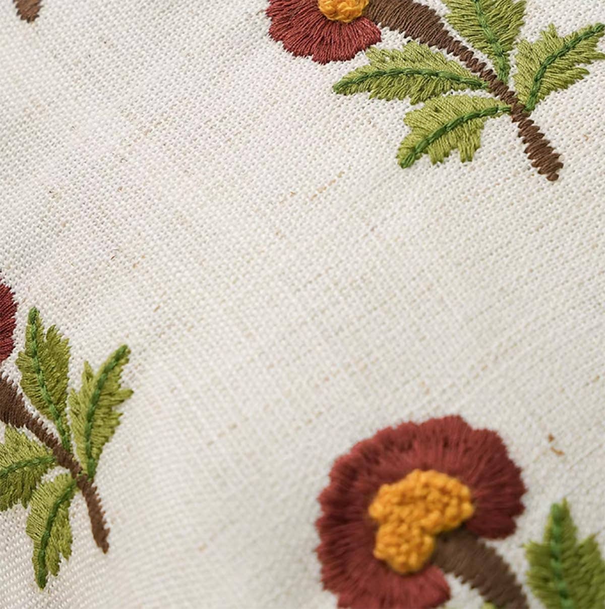Flower Embroidery 18" Throw Pillow