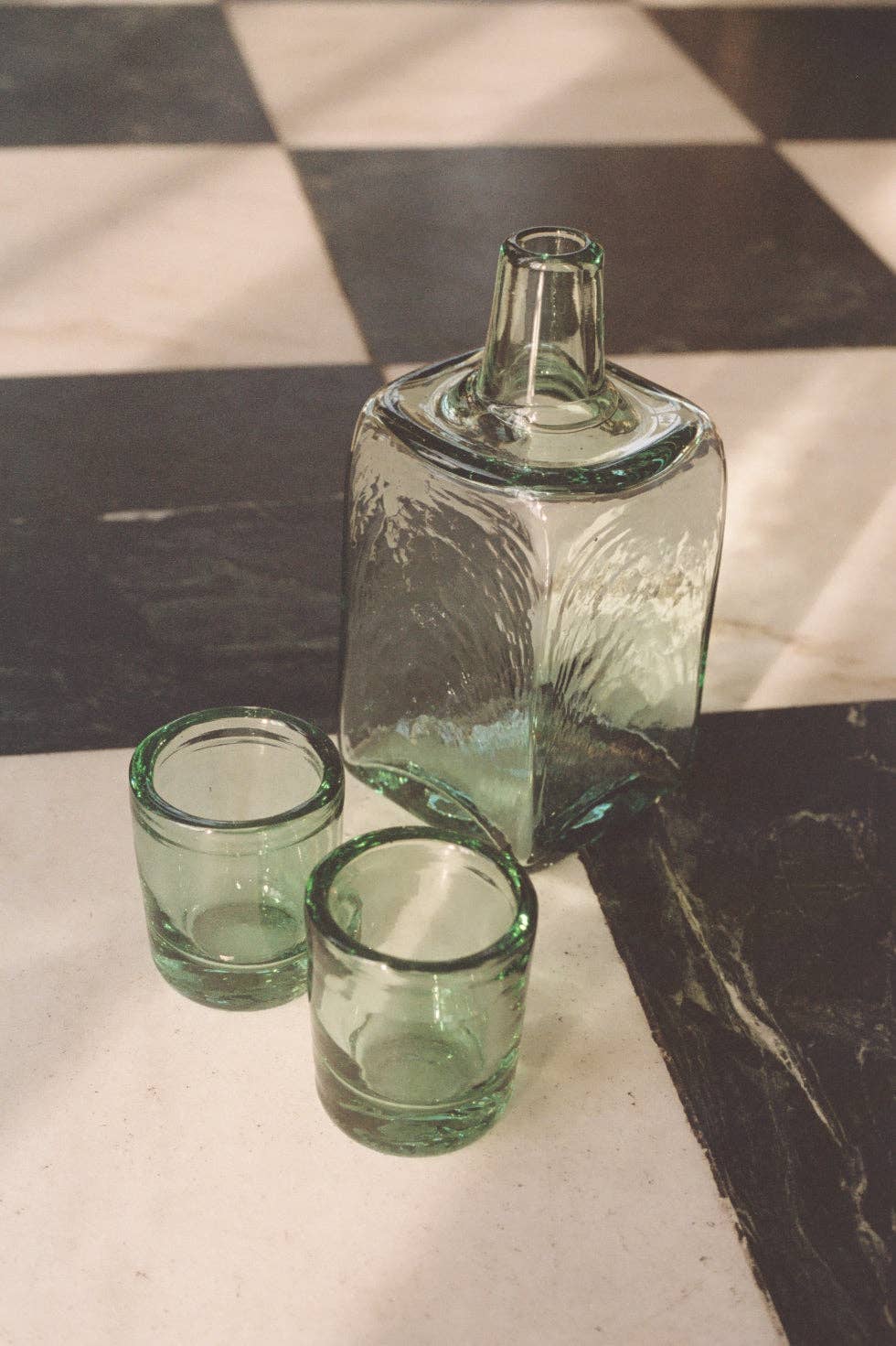 Bedside Carafe Set - Handblown, Recycled Glass