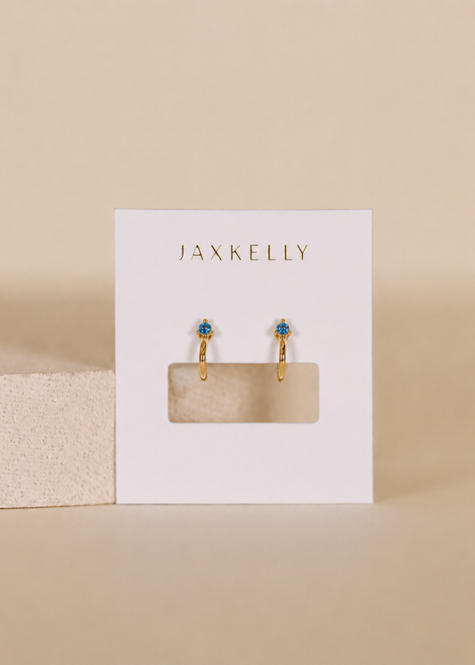 Open Mini Hoop Earrings - Blue Sapphire