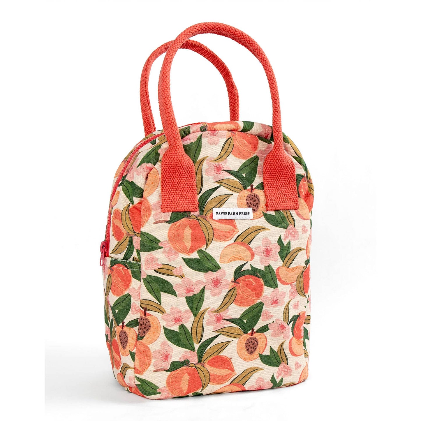 Peach Blossom Reusable Canvas Lunch Tote Bag