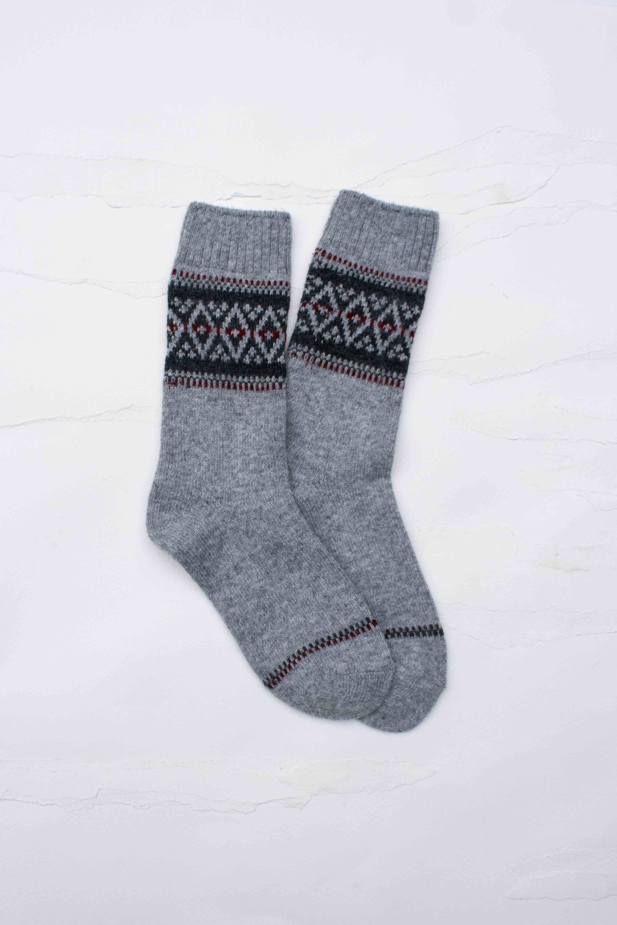Vintage Nordic Fair Isle Wool & Cashmere Blend Crew Socks