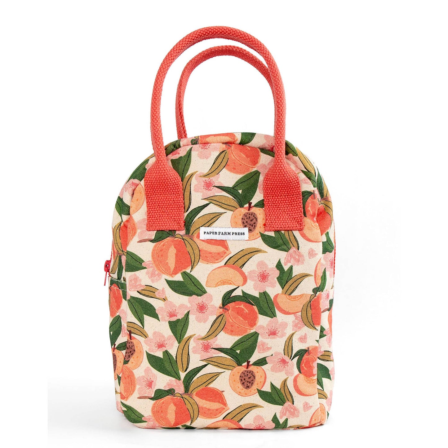 Peach Blossom Reusable Canvas Lunch Tote Bag