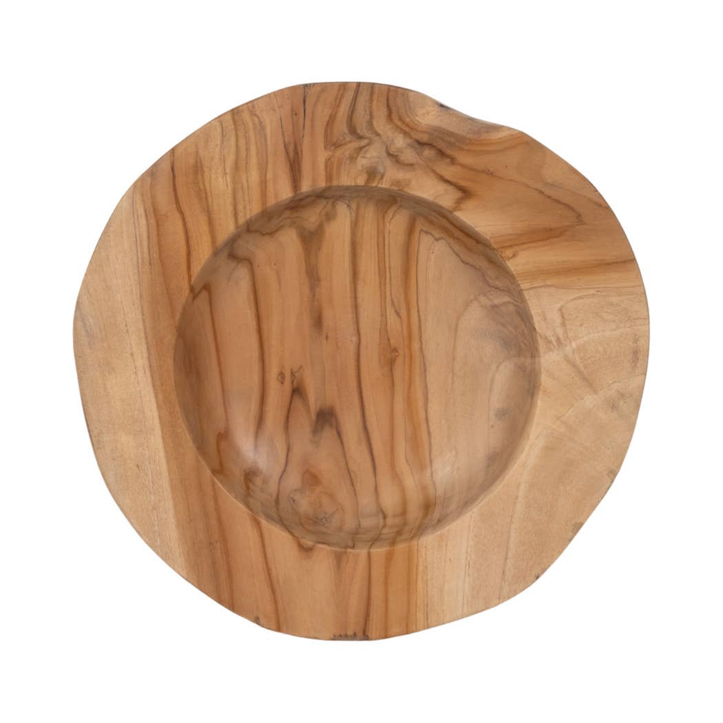 Decorative Bowl - Brown Teak Wood Round Organic, 16 in.