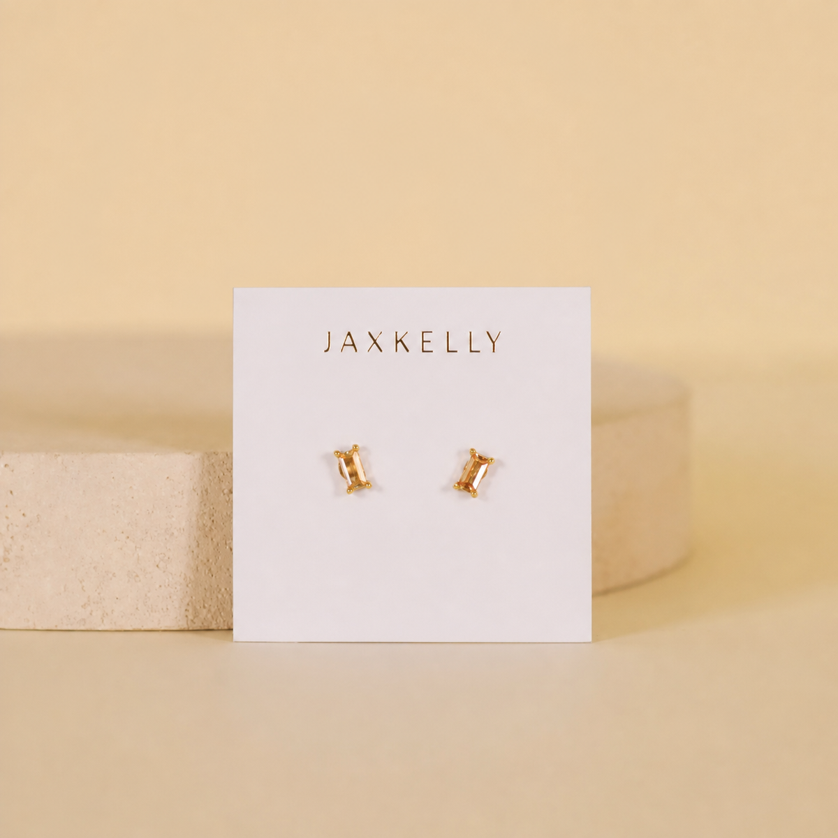 Baguette - Champagne - Gold Earrings