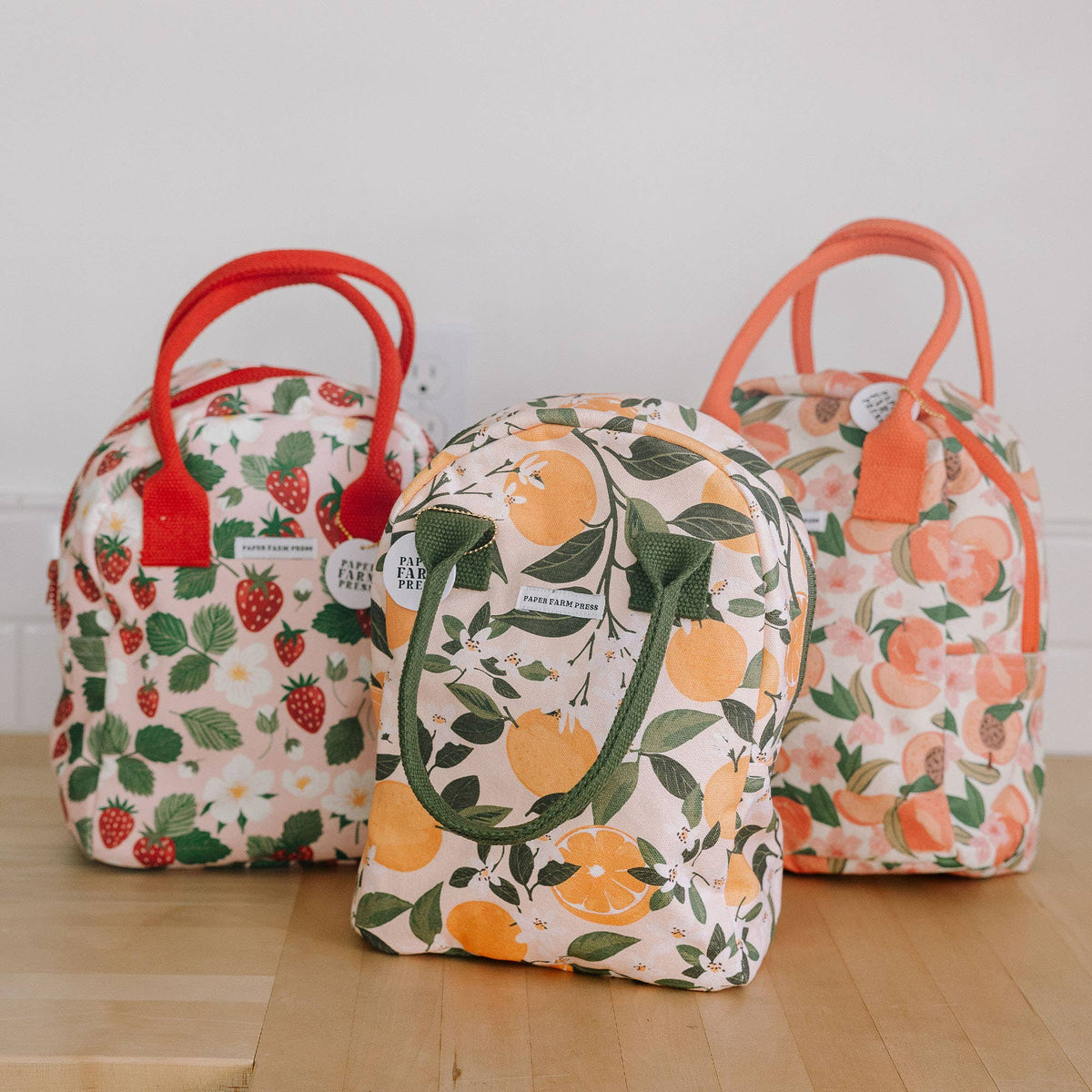 Peach Blossom Reusable Canvas Lunch Tote Bag