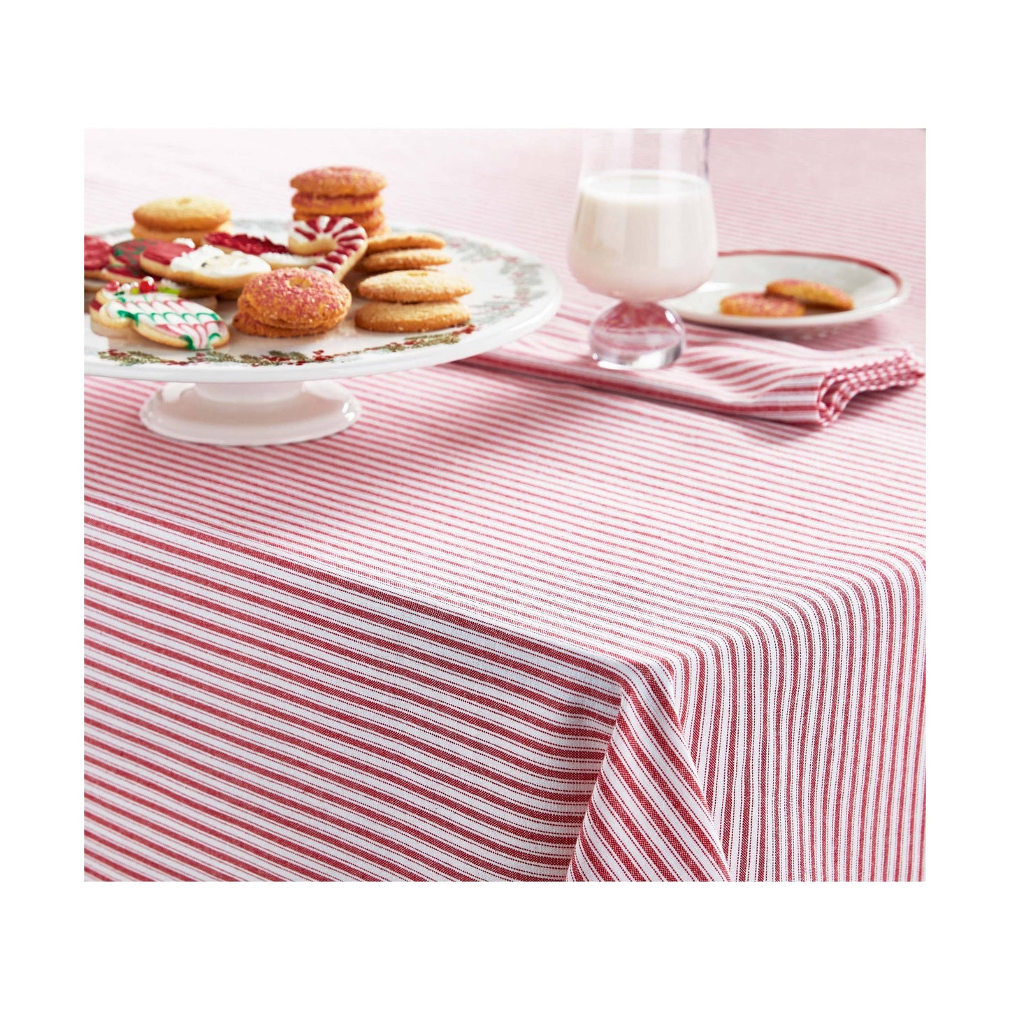 Red White Ticking Stripe Napkin Set of 4