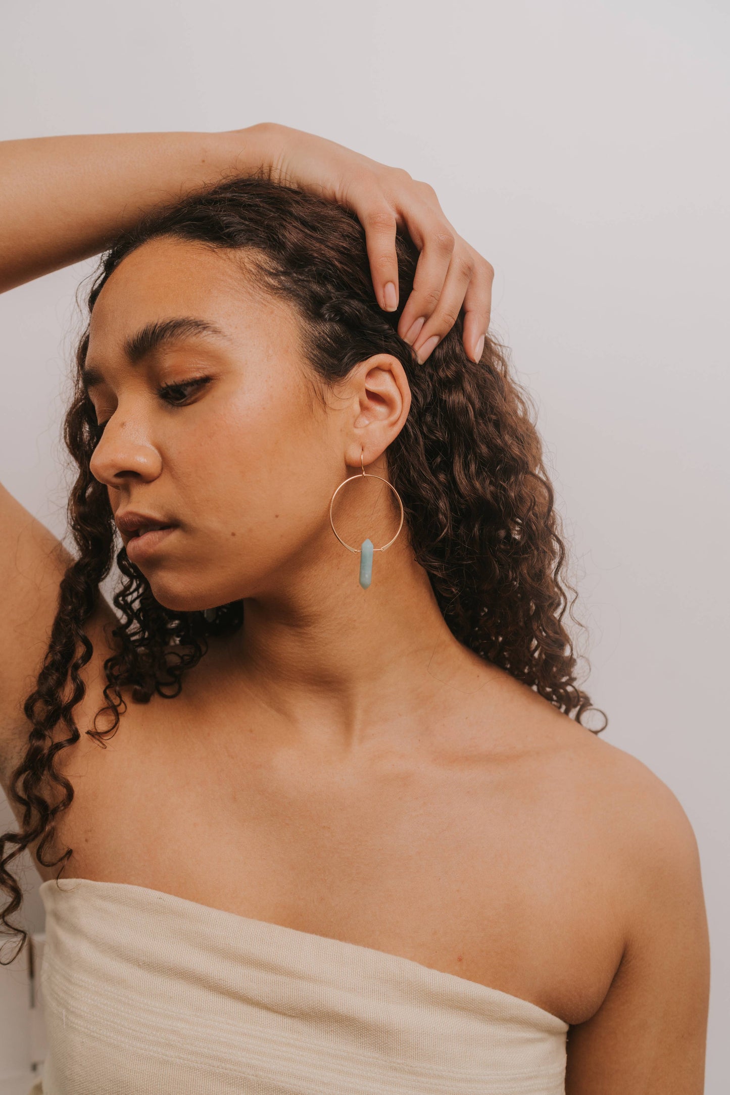 Hoops - Amazonite - Gold Earrings