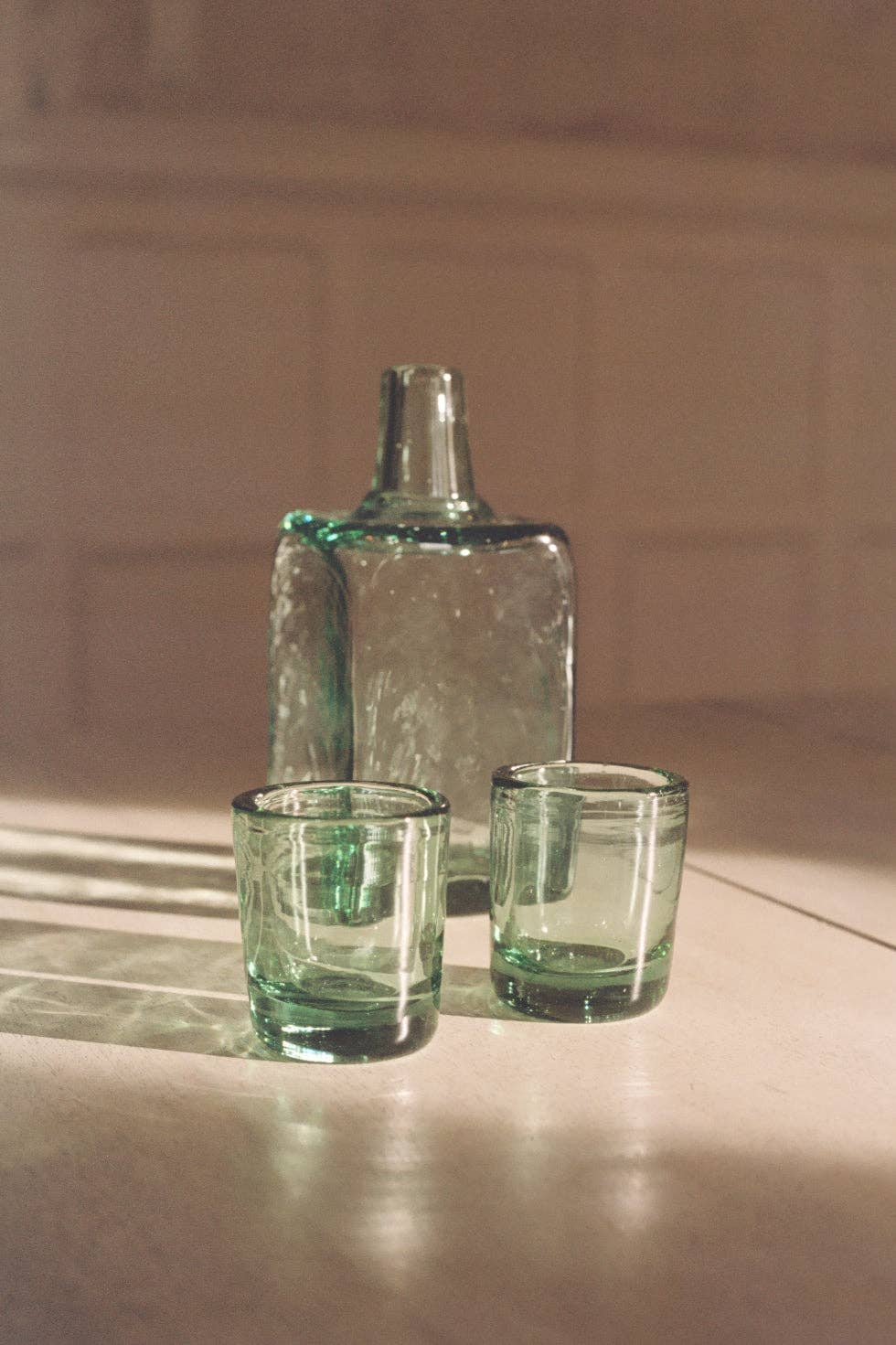 Bedside Carafe Set - Handblown, Recycled Glass