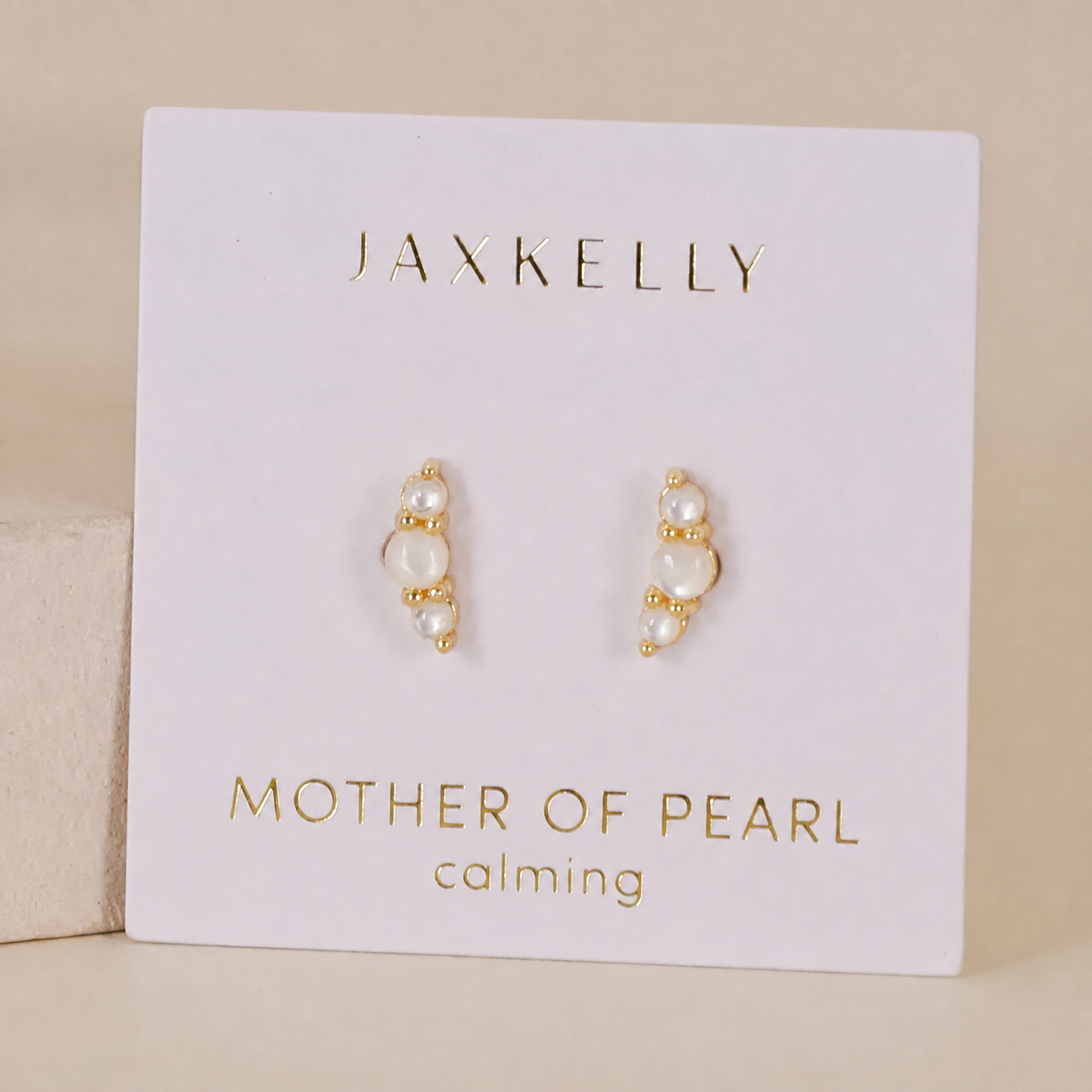 Crescent Gold Earrings - Pearl