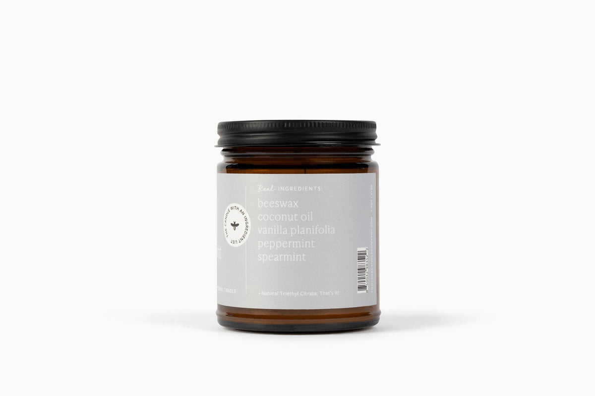 Peppermint Bark Essential Oil Beeswax Jar Candle: Non-Toxic