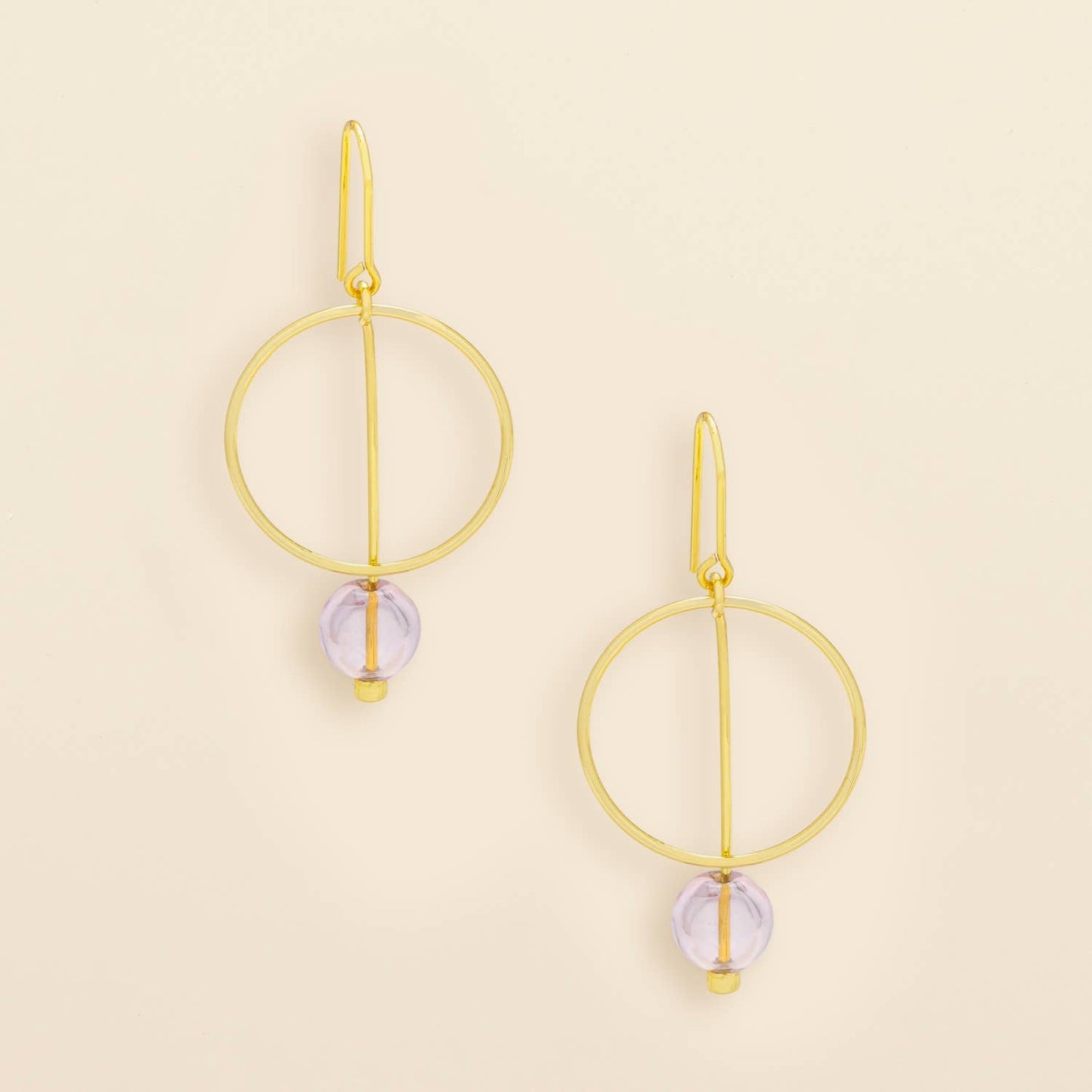 Refined Glass Drop Earrings - Pink/Gold