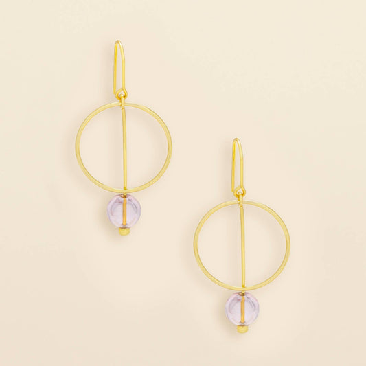 Refined Glass Drop Earrings - Pink/Gold