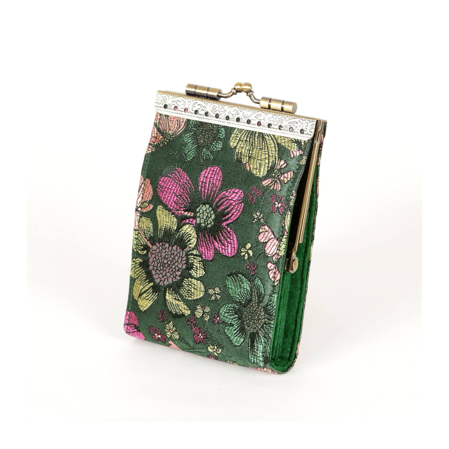 Bamboo Leaves, Brocade Card Holder with RFID Protection