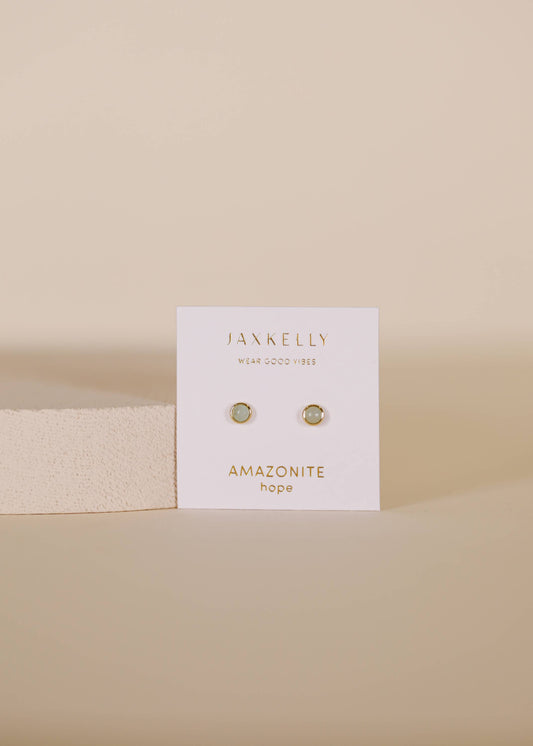 Simple Stud - Amazonite - Gold Earrings